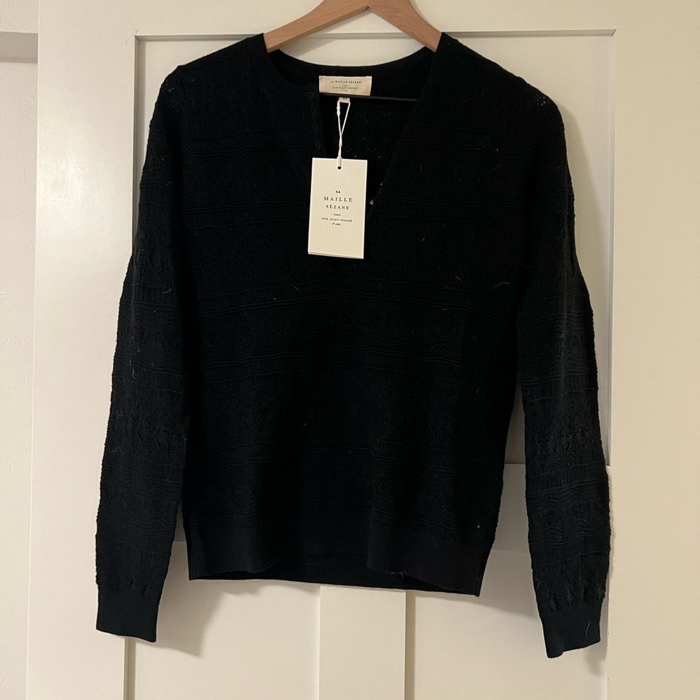 Sezane Lyna Sweater | Black | Sz XS | NWT
